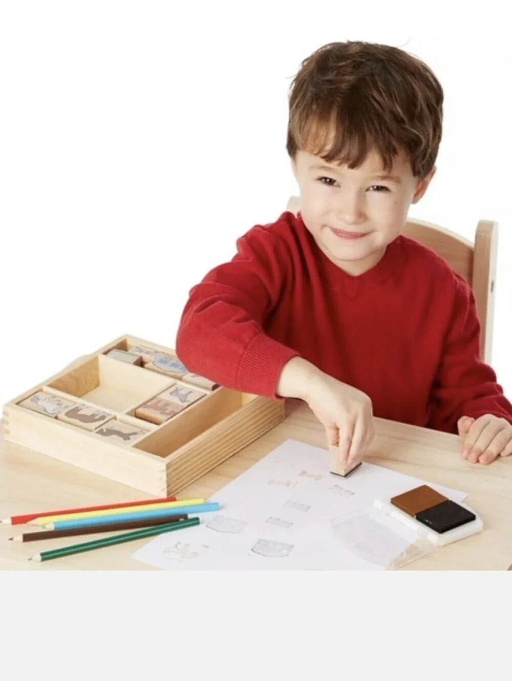 Melissa & Doug•NEW IN BOX/SEALED•Horses Wooden Stamp Set in Wooden Storage Tray